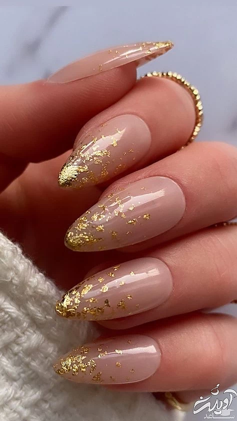 طراحی ناخن با ورق طلا